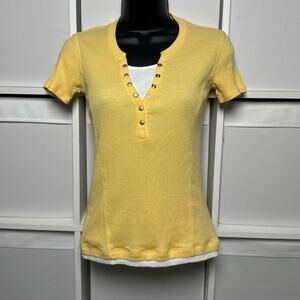 Y2K Style & Co Layered Henley Short Sleeve T-Shirt